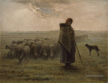 Jean François Millet œuvres - Bergère avec son troupeau ATC Barbizon naturalisme réalisme agriculteurs Millet